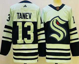 Mens Seattle Kraken #13 Brandon Tanev Light Green 2022 Reverse Retro Authentic Jersey->->NHL Jersey